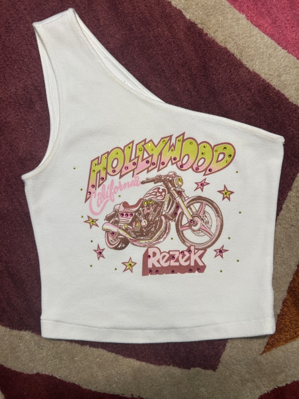 Rezek Studio Moto Rhinestone Tank Size S